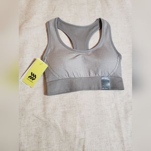 All In Motion Women Medium Support Seamless Racerback Sport Bra Gray
